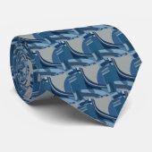 Cravate Abstrait géométrique gris bleu (Roulé)