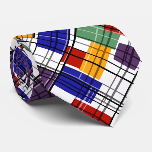 Cravate Abstrait, géométrique, multicolore (Roulé)
