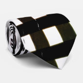 Cravate Abstrait géométrique noir et blanc Glitch (Roulé)