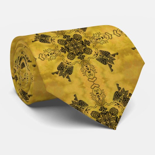 Cravate Abstrait Goth Tribal Line Dessin Motif répété (Roulé)