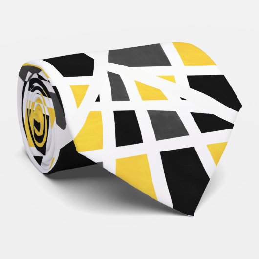Cravate Abstrait Gray jaune (Roulé)