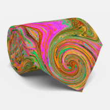 Abstrait Groovy Rétro Tourbillon Orange et Vert
