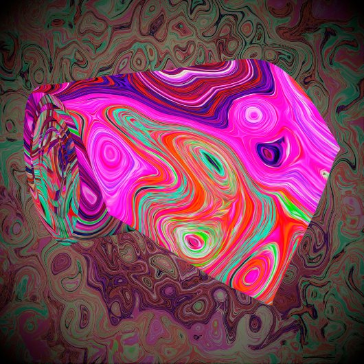 Cravate Abstrait Magenta et Green Retro Liquid Swirl