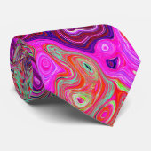 Cravate Abstrait Magenta et Green Retro Liquid Swirl (Roulé)