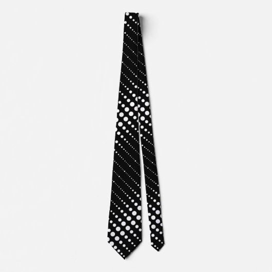 Cravate Abstrait moderne design noir lignes blanches point (Devant)