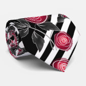 Cravate Abstrait moderne roses rouges feuilles croisées fl (Roulé)