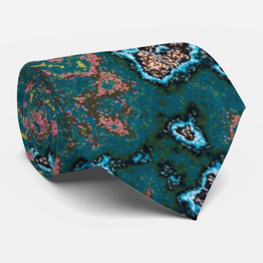 Cravate Abstrait moderne Turquoise rose Turquoise Motif en (Roulé)
