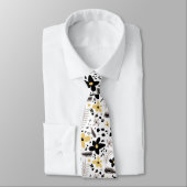 Cravate Abstrait motif floral gris jaune noir (Attaché)