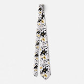 Cravate Abstrait motif floral gris jaune noir (Dos)