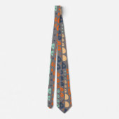 Cravate Abstrait multicolore turquoise bleu, orange, bleu  (Dos)