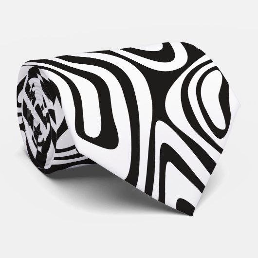 Cravate Abstrait noir et blanc (Roulé)