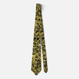 Cravate Abstrait noir et jaune