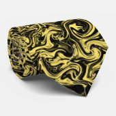 Cravate Abstrait noir et jaune (Roulé)