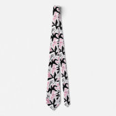 Cravate Abstrait, Noir et Rose, Jeune, Throw Pill moderne (Devant)