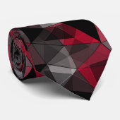 Cravate Abstrait Noir, rouge, gris géométrique. (Roulé)