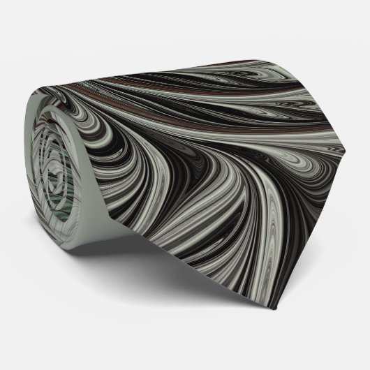 Cravate Abstrait Olive Sage Green Grey Fractal Art Imagina (Roulé)
