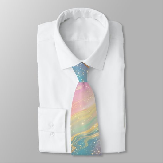 Cravate Abstrait Pastel Parties scintillant Motif sans cou (Attaché)
