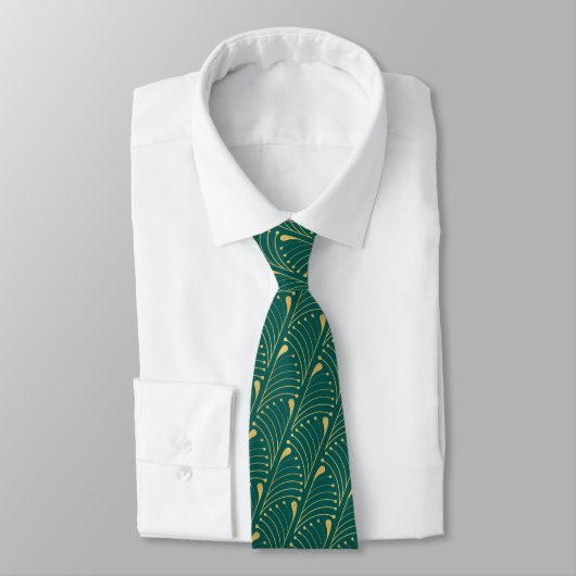 Cravate Abstrait Peacock Feather Gold Vector Motif Turquoi (Attaché)