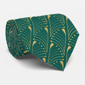 Cravate Abstrait Peacock Feather Gold Vector Motif Turquoi (Roulé)