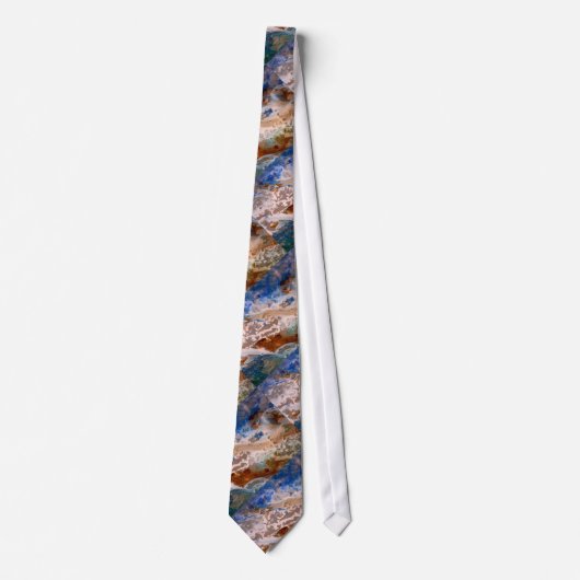 Cravate Abstrait plage de sable motif motif en mousse d'ea (Devant)