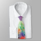 Cravate Abstrait Rainbow Watercolor (Attaché)