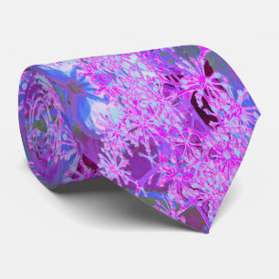 Cravate Abstrait Rétro Nature Cool en Rose Chaud et Violet