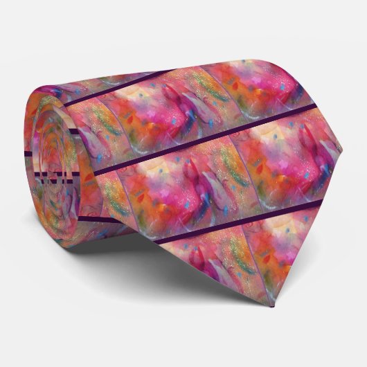 Cravate ABSTRAIT, rose Fuchsia (Roulé)