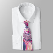Cravate Abstrait rose pourpre spirale fractale (Attaché)