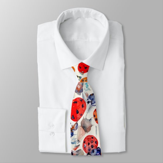 Cravate Abstrait Rouge Ladybugs Vibrant Motif peint (Attaché)