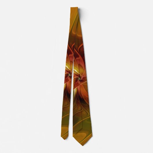 Cravate Abstrait Rouge Orange Brown Vert Fractal Art Flowe (Dos)