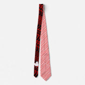 Cravate Abstrait rouge sur noir avec érable canadien blanc (Dos)