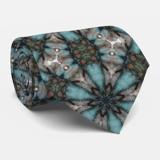 Cravate Abstrait Sci-fi Turquoise Star Windmill (Roulé)