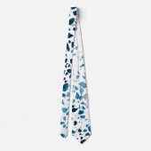 Cravate Abstrait Terrazzo Mosaic Marine et Motif bleu clai (Dos)