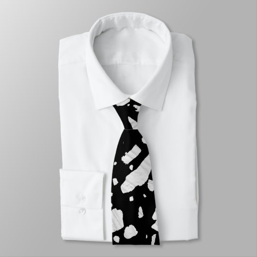 Cravate Abstrait Terrazzo Mosaic Motif noir et blanc (Attaché)