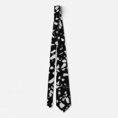 Cravate Abstrait Terrazzo Mosaic Motif noir et blanc (Dos)