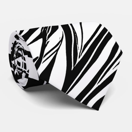 Cravate Abstrait tribal noir et blanc (Roulé)