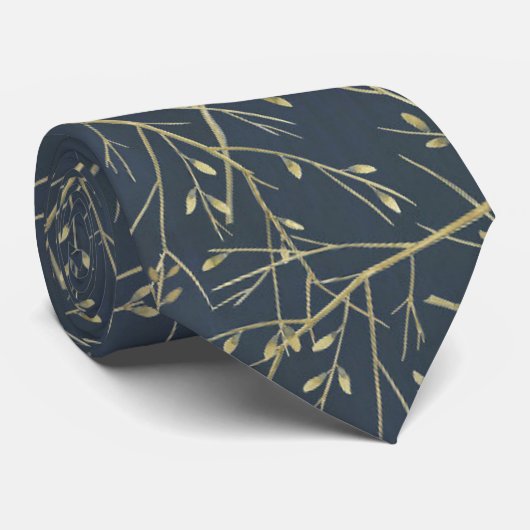 Cravate Abstrait Twigs Marine Blue Grey (Roulé)