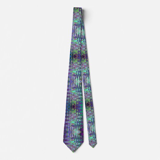 Cravate Abstrait vert et violet Wavy Mosaic Retro (Devant)