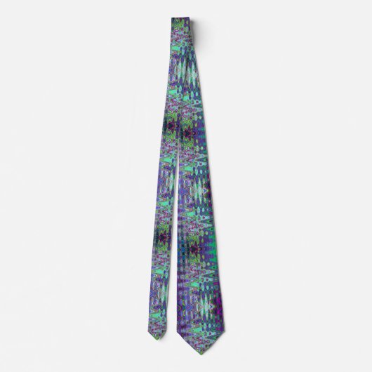 Cravate Abstrait vert et violet Wavy Mosaic Retro (Dos)