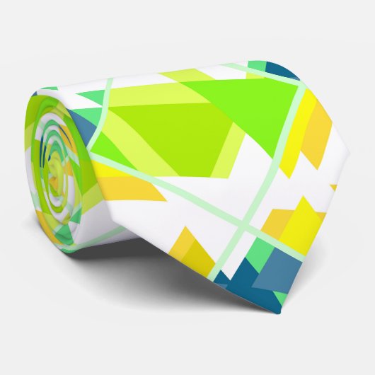 Cravate Abstrait vert jaune (Roulé)