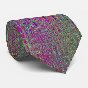 Cravate Abstrait violet et vert rétro Vagues Boomerang