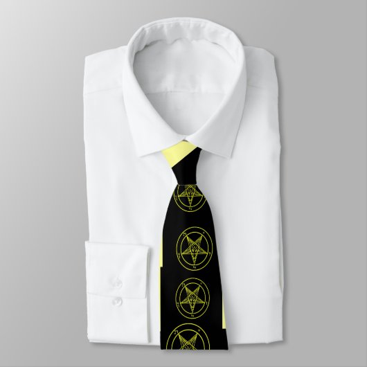 Cravate Abstrait Wave Baphomet {Jaune} (Attaché)