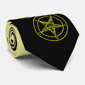 Cravate Abstrait Wave Baphomet {Jaune} (Roulé)