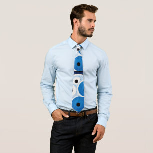 Cravate Abstrait Yin Yang : Moderniste Bleu & Blanc