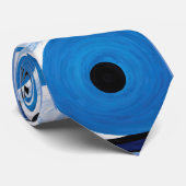 Cravate Abstrait Yin Yang : Moderniste Bleu & Blanc (Roulé)