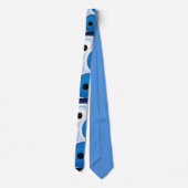 Cravate Abstrait Yin Yang : Moderniste Bleu & Blanc (Dos)