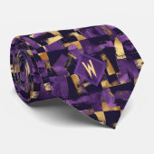 Cravate Abstraite de calotte violette et dorée (Roulé)