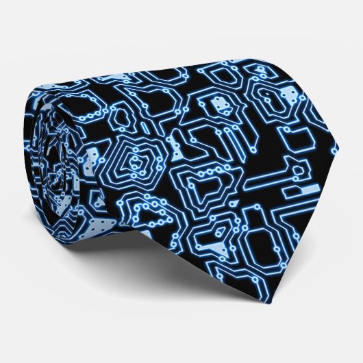 Cravate abstraite de circuits d'ordinateur de bleu (Roulé)