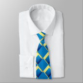 Cravate Abstraite d'impression bleu jaune (Attaché)