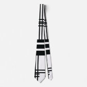 Cravate Abstraite droite noire et blanche (Devant)